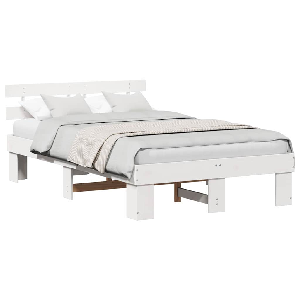 Bed Frame with Headboard White 135 x 190 cm